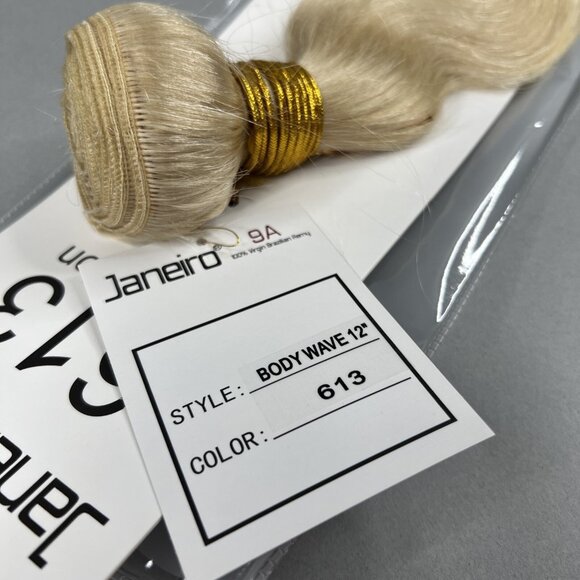 12” Body Wave #613 Platinum Blonde Unprocessed Brazilian Human Hair Extensions - Picture 3 of 5